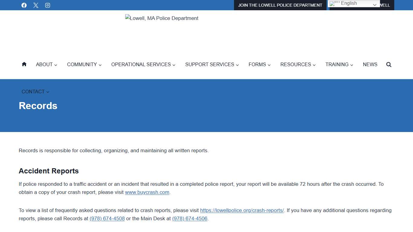 Records – Lowell Police Department